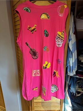 QUEEN OF SPARKLES Hot Pink Sequin cinco de Mayo Tank Dress